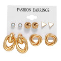 6 Pairs Gold Knot Earring Set
