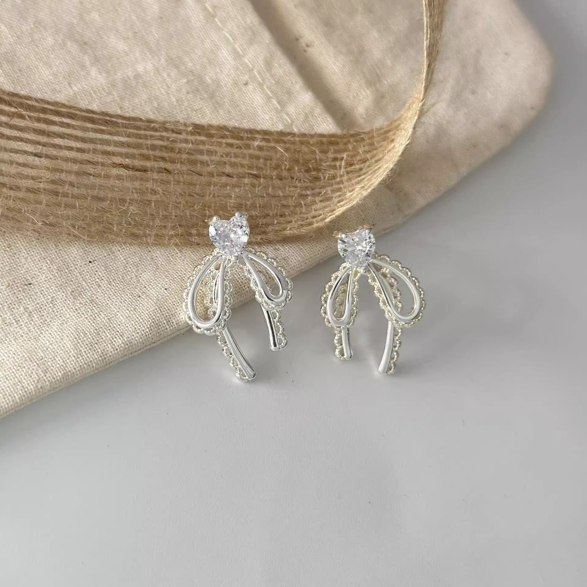 Sparkling Bow Earrings (Studs or Clips)