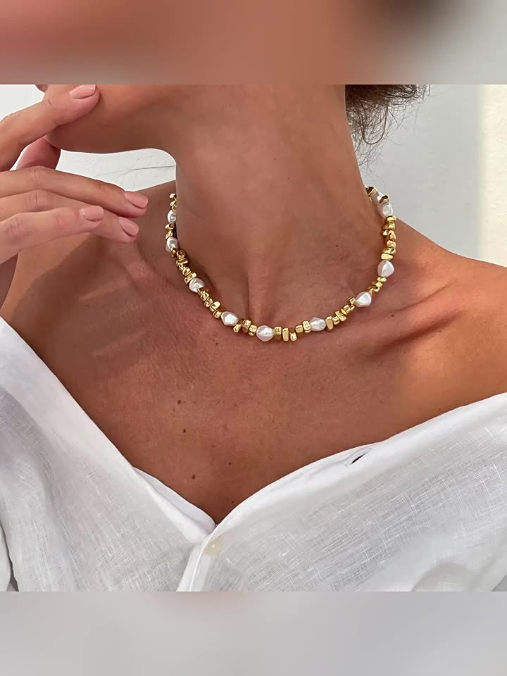 Pearl Beaded Necklace – 50 cm