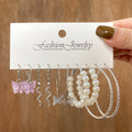 5 Pairs Mixed Earring Set — Butterflies, Pearls & Hoops