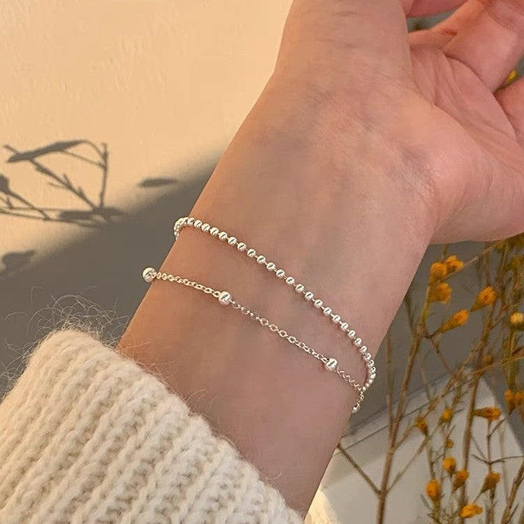 Double Layer Silver Bead Bracelet