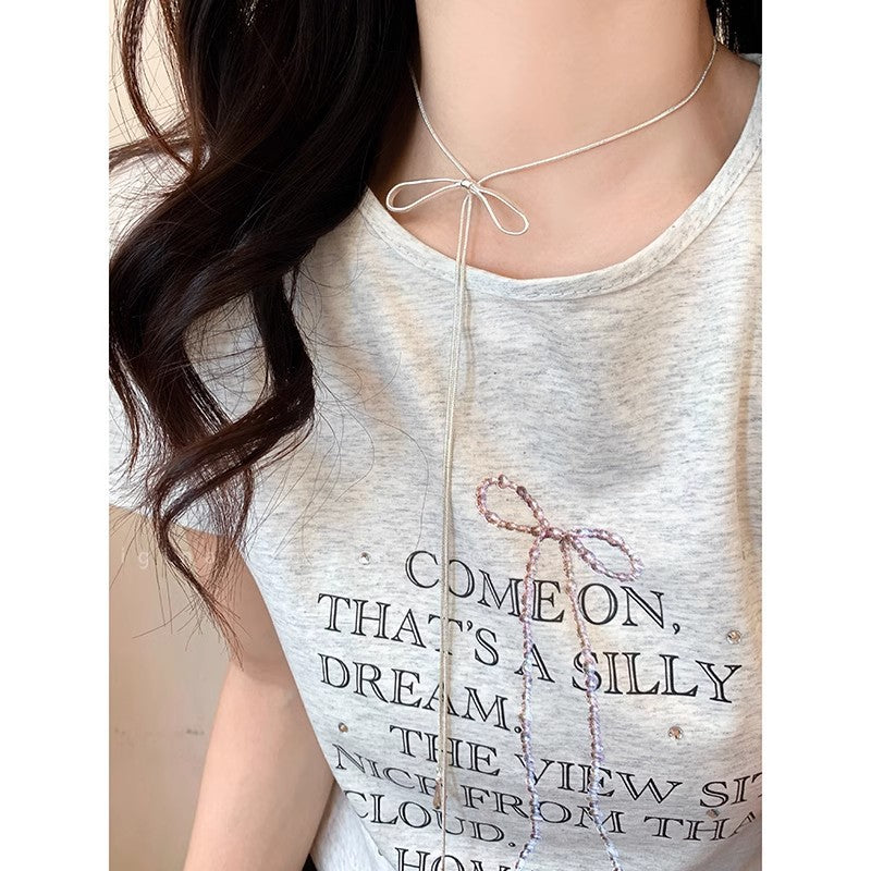 Silver Bow Pendant Necklace