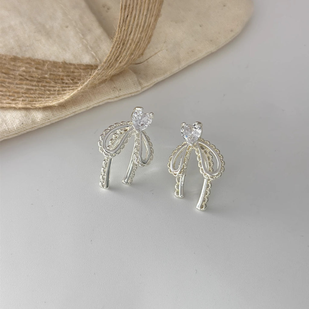 Sparkling Bow Earrings (Studs or Clips)