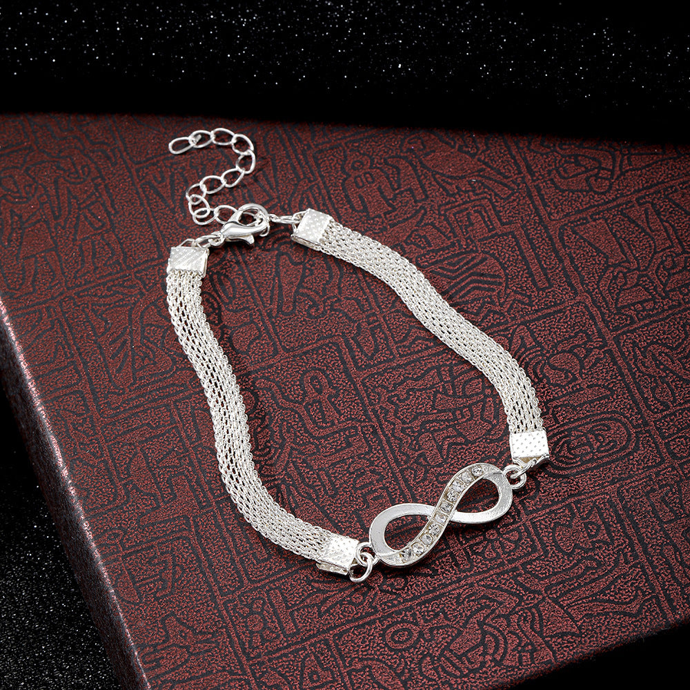 Infinity Crystal Bracelet – Silver Tone