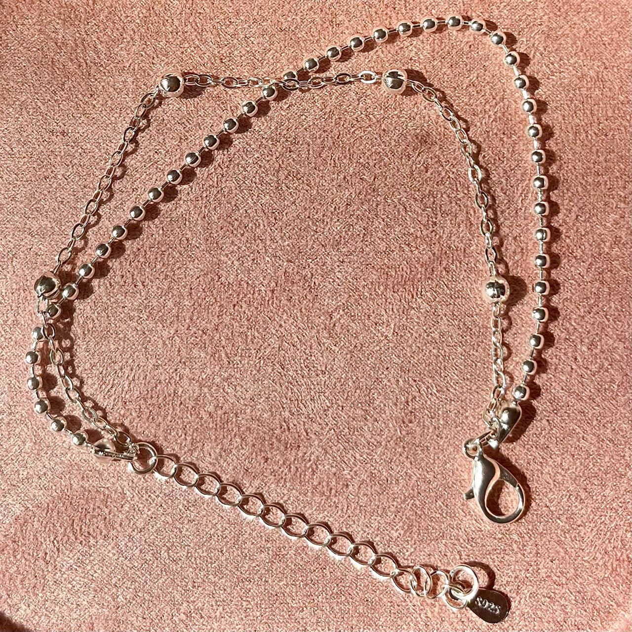 Double Layer Silver Bead Bracelet