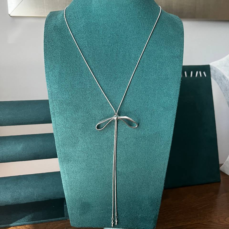 Silver Bow Pendant Necklace