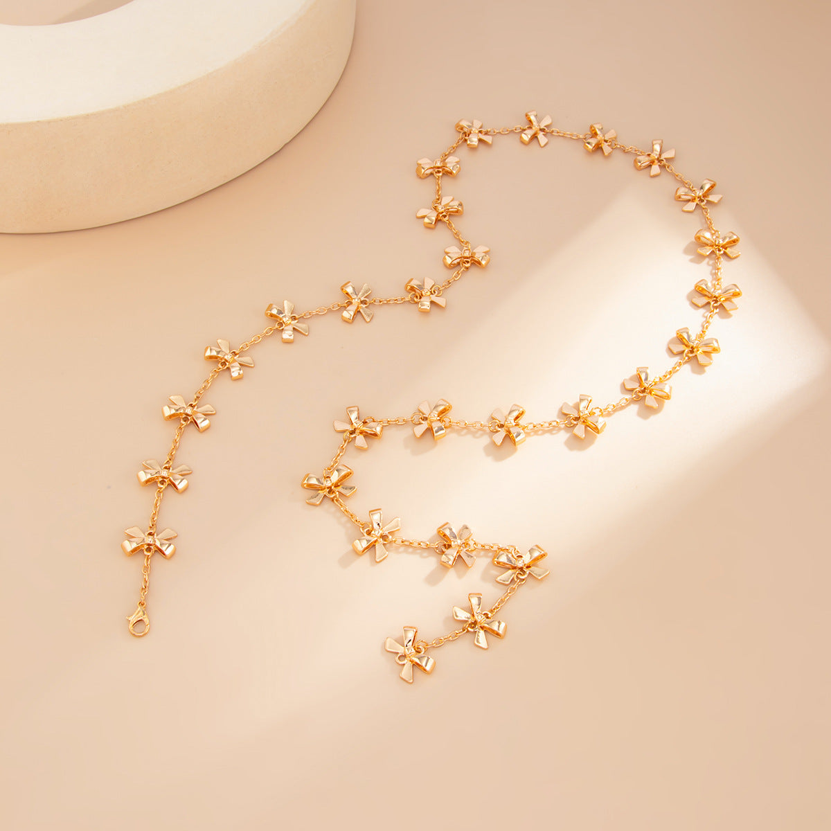 Floral Drop Necklace – Gold Tone