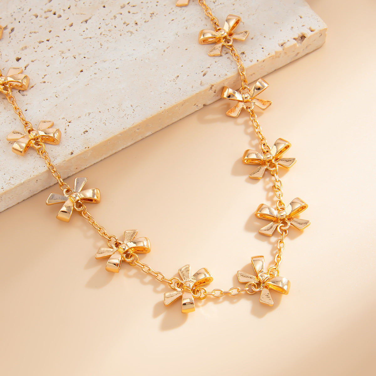 Floral Drop Necklace – Gold Tone
