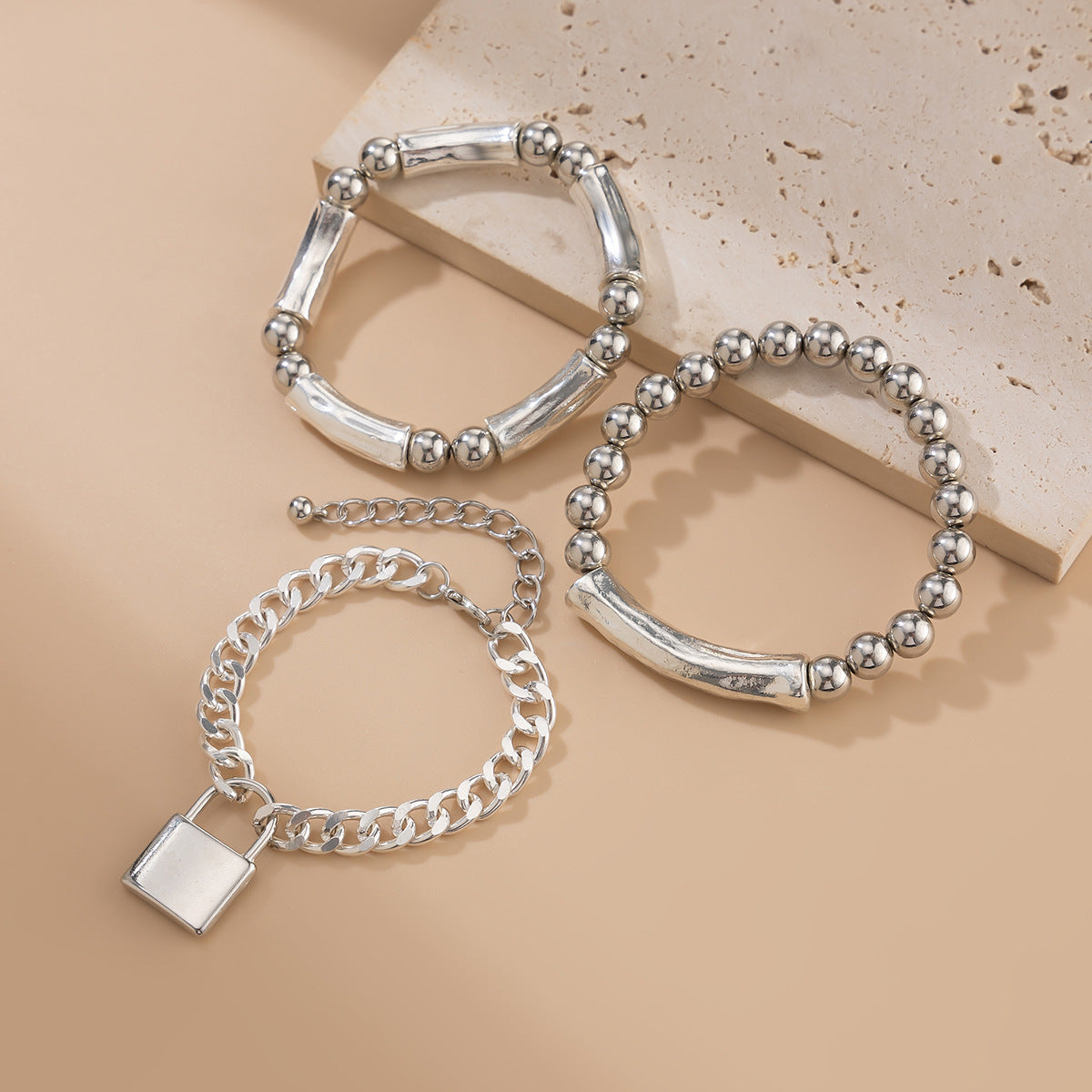 Silver Bracelet Set – 3 Pieces