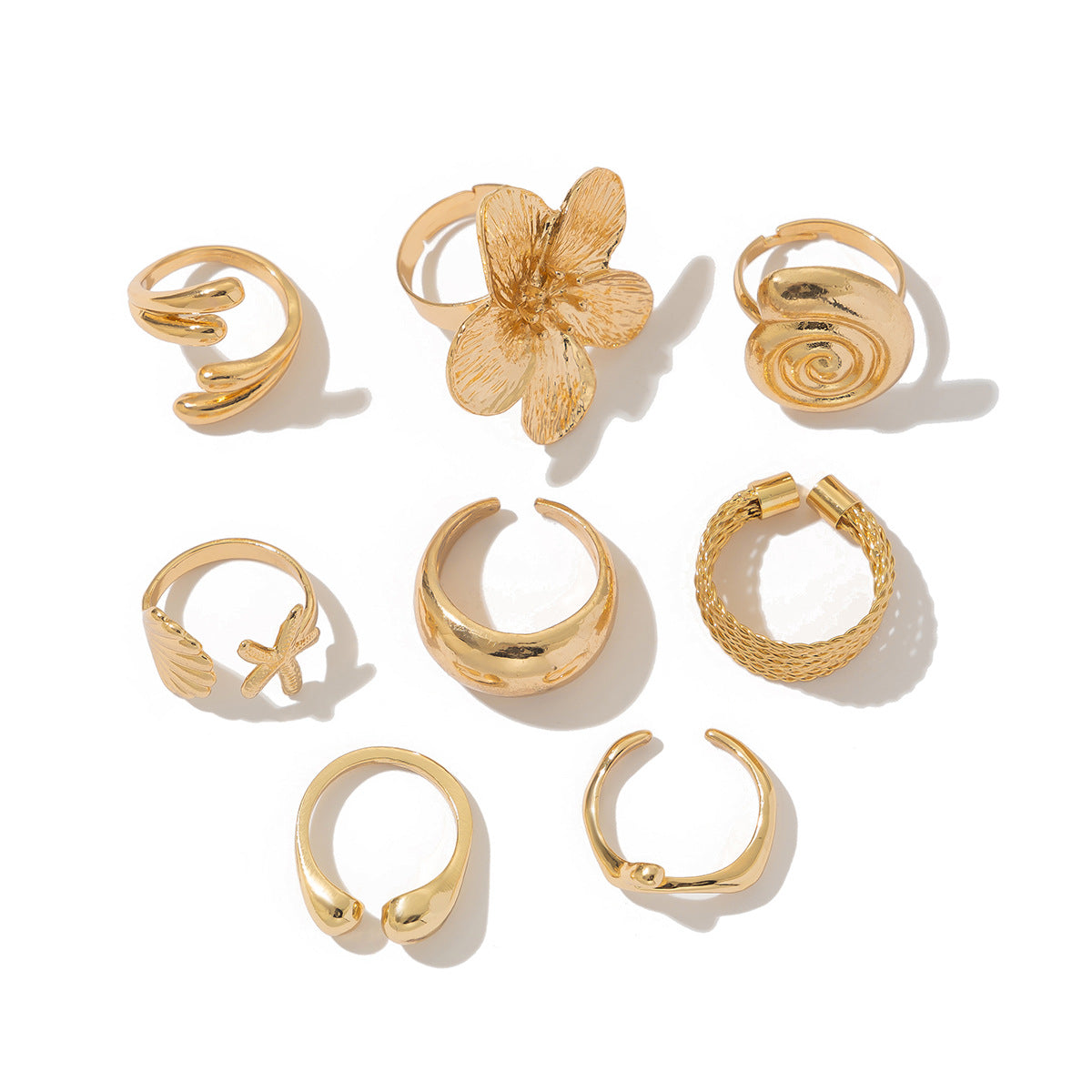Gold Ring Set – 8 Pieces