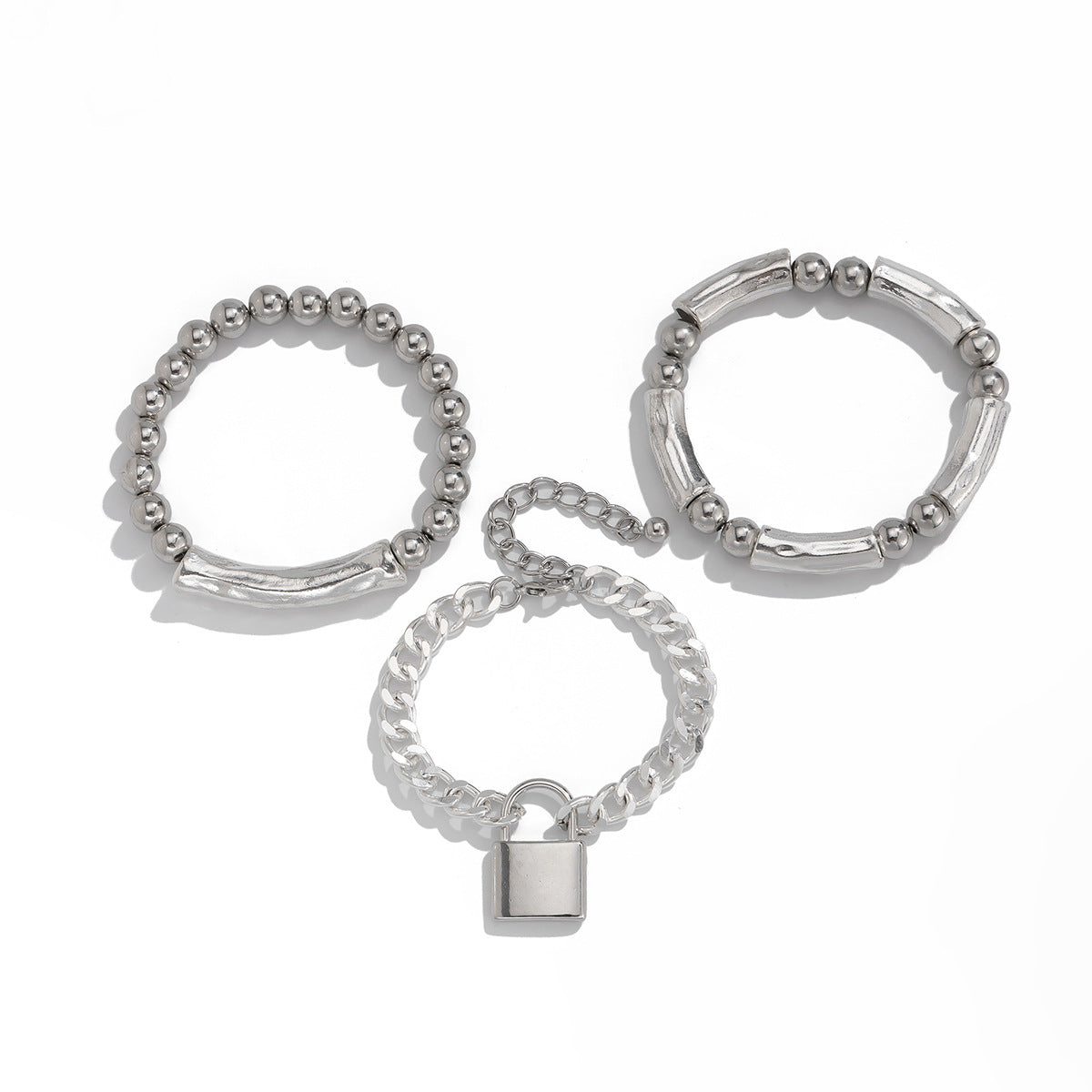 Silver Bracelet Set – 3 Pieces