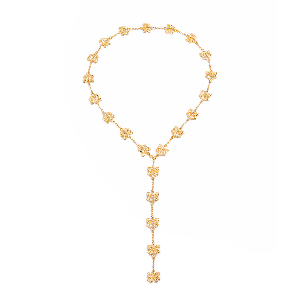 Floral Drop Necklace – Gold Tone