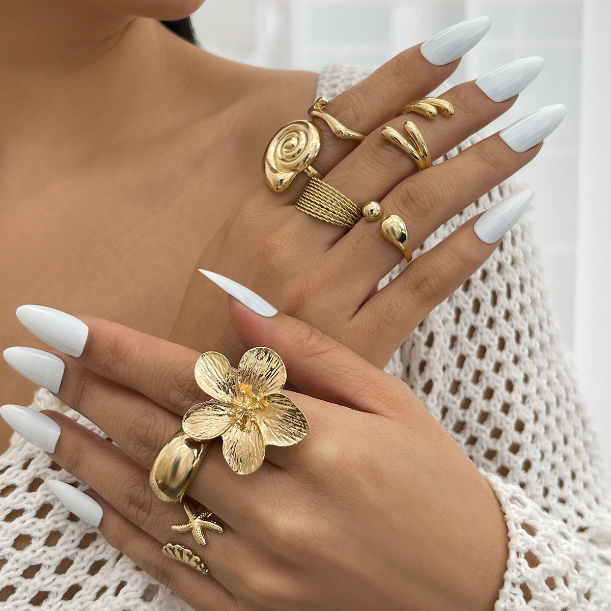 Gold Ring Set – 8 Pieces
